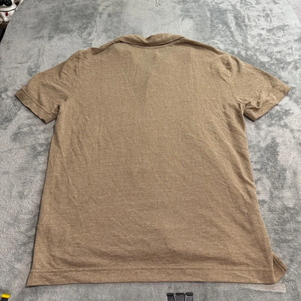 NEW Banana Republic Mens Linen Blend Pintuck Camp Shirt Tan Brown Medium M